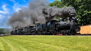 A Quintuple of Shay’s Cass Scenic Railroad  Parade of Steam 2024 [upl. by Acenahs475]