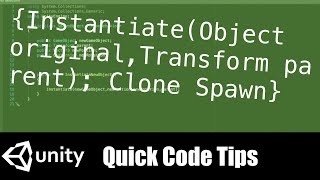 Instantiate GameObject in unity You can Clone or spawn objects with this C code line [upl. by Enialb25]