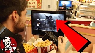 PLAYING MY PLAYSTATION INSIDE KFC FUNNIEST REACTION EVER [upl. by Akcirderf128]