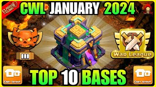 JANUARY 2024 TOP 10 TH14 CWL BASE WITH LINK  TH14 LEGEND BASE LINK  TH14 WAR BASE LINK [upl. by Eelnyl576]