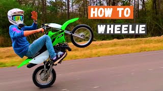 How To Wheelie Klx110 Step By Step Guide [upl. by Ydnelg]