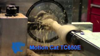 MOTION CAT TC650E Turning a Square Stock Bannister Spindle [upl. by Nylehtak]