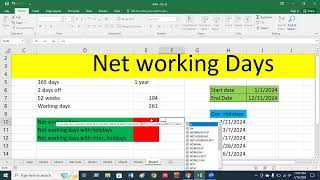 How to Calculate Working Days in Excel  Net Working days MS Excel [upl. by Heinrich]