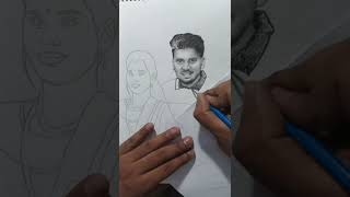 Couple Portrait art howtodraw youtubeshorts viral trendingshorts drawing [upl. by Akinet]