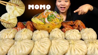 Eating Big Pork Chicken Mixed MOMO  Spicy Glazed Chicken Wings  Spicy Thukpa  Nepali Mukbang [upl. by Shadow324]