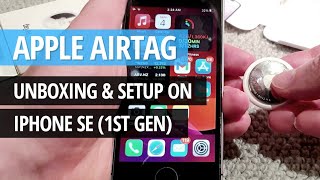 Apple Airtag Unboxing amp Setup on a iPhone SE 1st generation [upl. by Acirret]