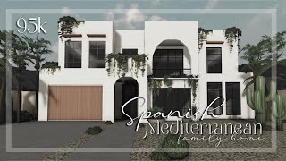 Bloxburg  Spanish Mediterranean Family Home  95k  Exterior Speedbuild [upl. by Enihpesoj]