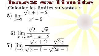 Bac 2 sx mathématiques Calculer les limites Exercice 2 [upl. by Leckie]