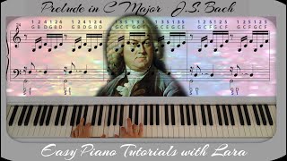 Bach Prelude in C Major BWV846 Slow Easy Piano Tutorial  Letter Notes [upl. by Ibloc356]