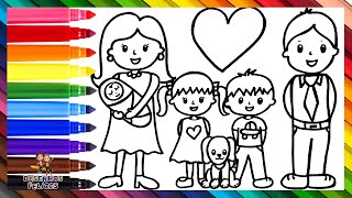 Desenhar e Colorir uma Família 👩👨👧👦👶🐶🌈 Desenhos para Crianças [upl. by Burdelle377]