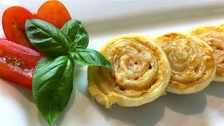 Ham and cheese puff pastry pinwheels  Cooking Simple Recipes [upl. by Lilas]