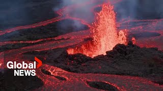 Mauna Loa volcano Aerial video shows stunning closeup view of eruption [upl. by Eikcir368]