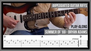 Summer of 69 TAB  Arpeggiated Guitar Riffs  Bryan Adams [upl. by Nnylg]