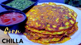 Healthy breakfast recipe corn chilla  Corn receipe for breakfast  Corn chilla  Easy corn recipe [upl. by Grossman451]