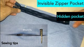 Nobody can see this invisible zipper pocket  how to sew zippered pocket [upl. by Rosdniw167]