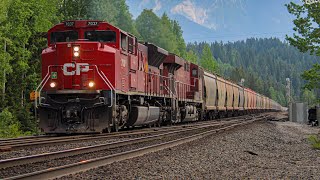 CP SD70ACu leader wCN CP 7037 CP 8830 CP 9773 CN 3861 CP 8642 west at Forde BC [upl. by Tove710]