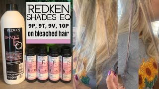 Redken Shades EQ 9T 9P 9V amp 10P on bleached hair [upl. by Ylrrad]