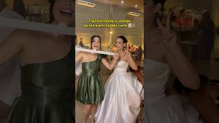 Transformei o vestido da noiva em um modelo curto 👰🏻‍♀️🥂Tutorial customizacao casamento [upl. by Eenert978]