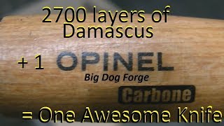 Damascus 1000 Challenge Part 2 OPINEL CARBONE Damascus Blade Mod [upl. by Camey]