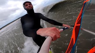 Windsurfing Storm Ciaran  Down the line with 50 knots [upl. by Hardan]