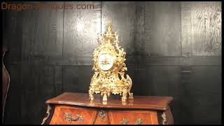 Large Antique French Gilt Bronze Louis XV Clock by Japy Freres [upl. by Betsey]