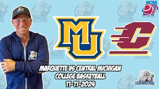 Marquette vs Central Michigan 111124 Free College Basketball Picks and Predictions  NCAAB Pick [upl. by Eillat]