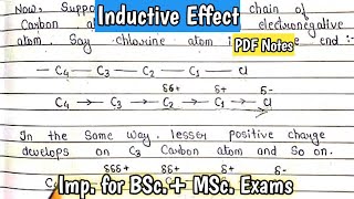 Inductive Effect  I Effect amp I Effect  Impfor BSc  MCc Examination  PDF Notes [upl. by Gil414]