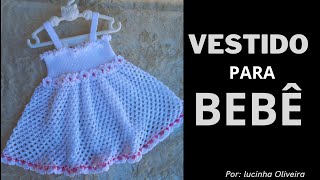 Vestido de crochê para bebê 6 meses a 1 ano Baby crochet dressFioaFioCrochê [upl. by Dewees]