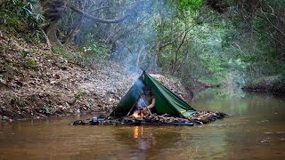 Survival Camping in Rainforest  Solo Bushcraft in The Meddle Of The River Day 2 [upl. by Orin]