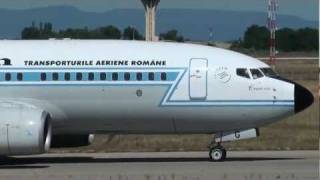 Tarom Retro 737700 take off 36L at Lyon St Exupéry LYSLFLL [upl. by Ecnerrot]