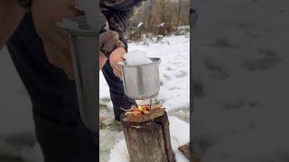 Tisana con la neve wildlife bushcraft fire wildfamily camping [upl. by Arlan]