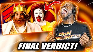 WHO REALLY WON  Ronald McDonald vs The Burger King Epic Rap Battles of History REACTION [upl. by Gerge]