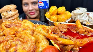 Eating Mutton Fat Curry Mutton Curry Moburg Chicken Momo  Asmr [upl. by Enyaw]