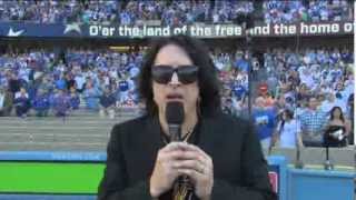 Paul Stanley Sings The National Anthem at Dodger Stadium  Interview Included [upl. by Rebmit157]