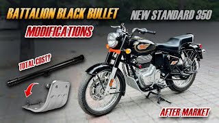 2024 New Bullet 350 Standard Modifications Battalion Black Standard 350 New LegGuard amp Sumpguard [upl. by Annovy]