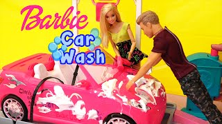 Barbie Car Wash  Stories with Toys and Dolls for Kids  Skipper amp Chelsea Decorate Barbies Car [upl. by Drawd581]