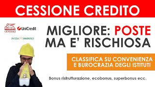 Confronto tra banche  Poste su cessione del credito bonus ristrutturazione ecobonus superbonus [upl. by Oniger]