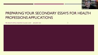 PPAP 1003  Preparing Your Secondary Essays for Health Profession Applications [upl. by Anaila]