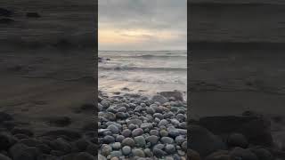 Calm ocean waves washing against beach rocks relaxing sunset in Lima Peru ASMR [upl. by Anivek642]