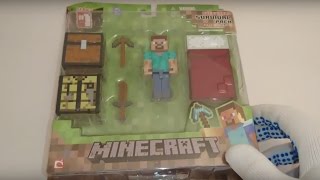 ASMR show unboxing Minecraft Steve action figure toy [upl. by Frear]