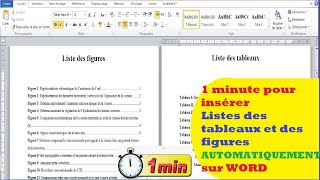 Comment insérer listes des tableaux et des figures automatiquement sur le WORD [upl. by Goldsmith620]