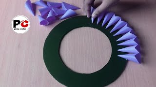 Paper Craft For Home Decoration  Paper Flower Wall Hanging  Paper Craft l kagojer ful banano [upl. by Airlee283]