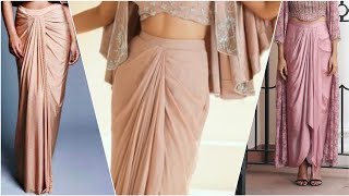 draped skirt cutting and stitchingtrending drape skirt draped wrap skirt from scratch tutorial [upl. by Etnaihc29]