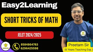 Short Tricks of Math  JELET 20242025  By Preetam Sir [upl. by Leeann]