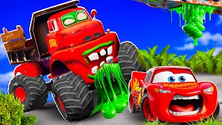 Big amp SmallMcQueen and Mater VS Сargo Farmer Mega ZOMBIE Trailer cars in BeamNGdrive [upl. by Chor]