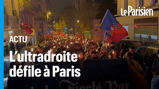 500 identitaires défilent aux flambeaux à Paris [upl. by Arrik]