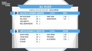 Alleyn CC Burbage Badgers v United Afghan CC Twenty20 [upl. by Amsirac613]