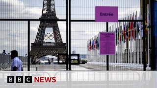 Paris set for 2024 Olympics opening ceremony as security tightened  BBC News [upl. by Ruhtua307]