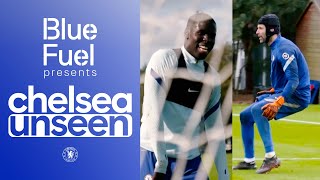 Kurt Zouma Goes In Goal 🤣 Petr Cech Helps Train Chelsea Goalkeepers  Chelsea Unseen [upl. by Conlen]