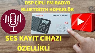 TECSUN A5 DSP Çipli Radyo Bluetooth Hoparlör amp Ses Kayıt Cihazı Hepsi Bir Arada tecsun ultratekno [upl. by Viola]